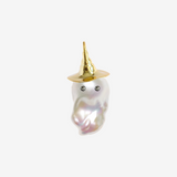 Hat Ghost Baroque Pearl Pendant Top(GOLD)