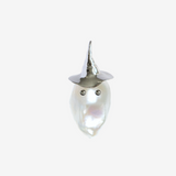 Hat Ghost Baroque Pearl Pendant Top (SILVER)