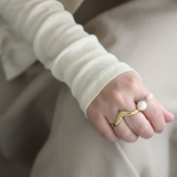 Round Pearl Folk Ring