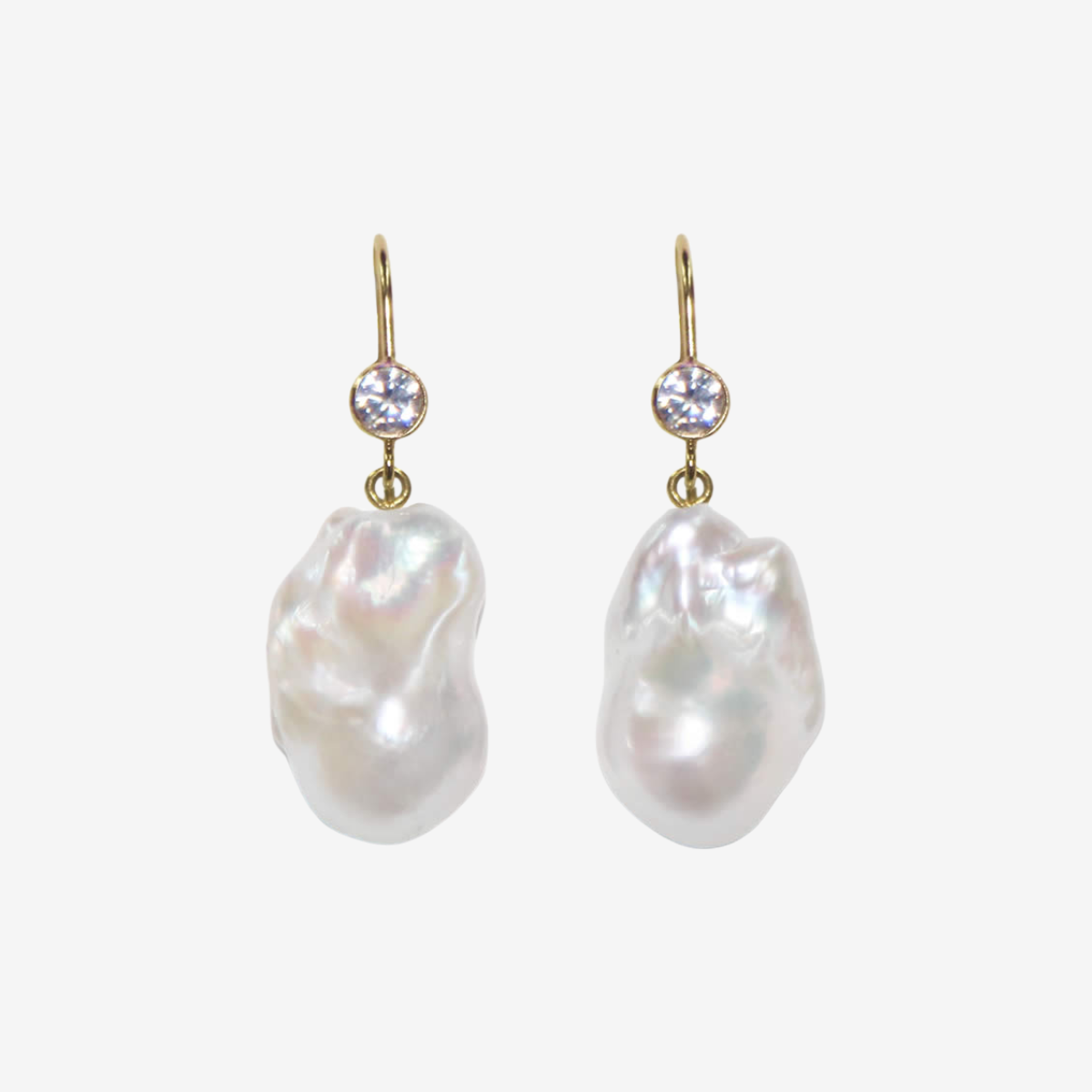 White Topaz × Baroque Pearl Drop Pierce – LARICA White Topaz × Baroque Pearl Drop Pierce – LARICA