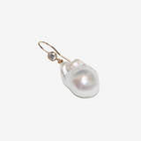 White Topaz×Baroque Pearl Drop Pierce