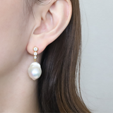 Zirconia × Baroque Pearl Drop Pierce