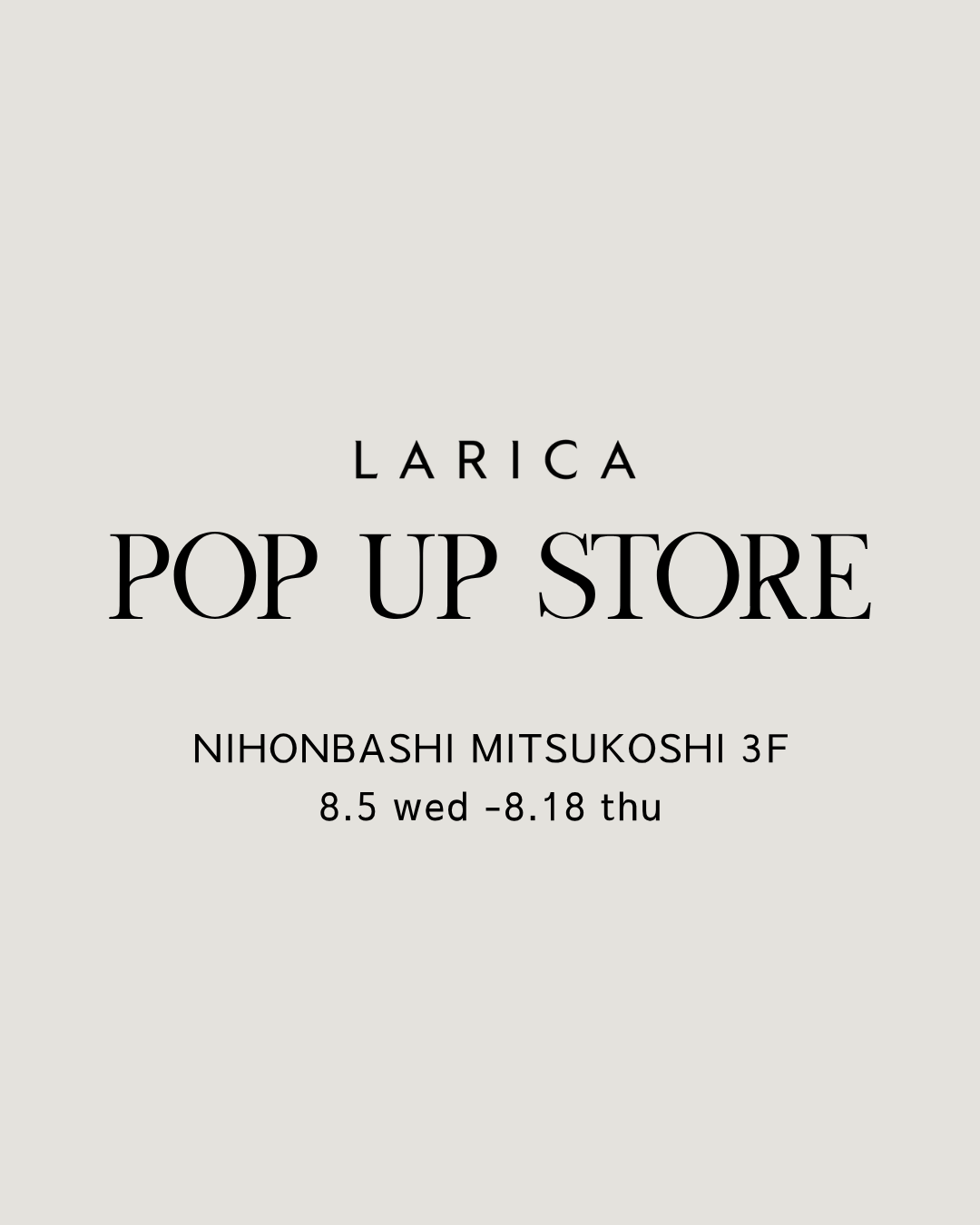 【初出店】日本橋三越POP UP開催のお知らせ