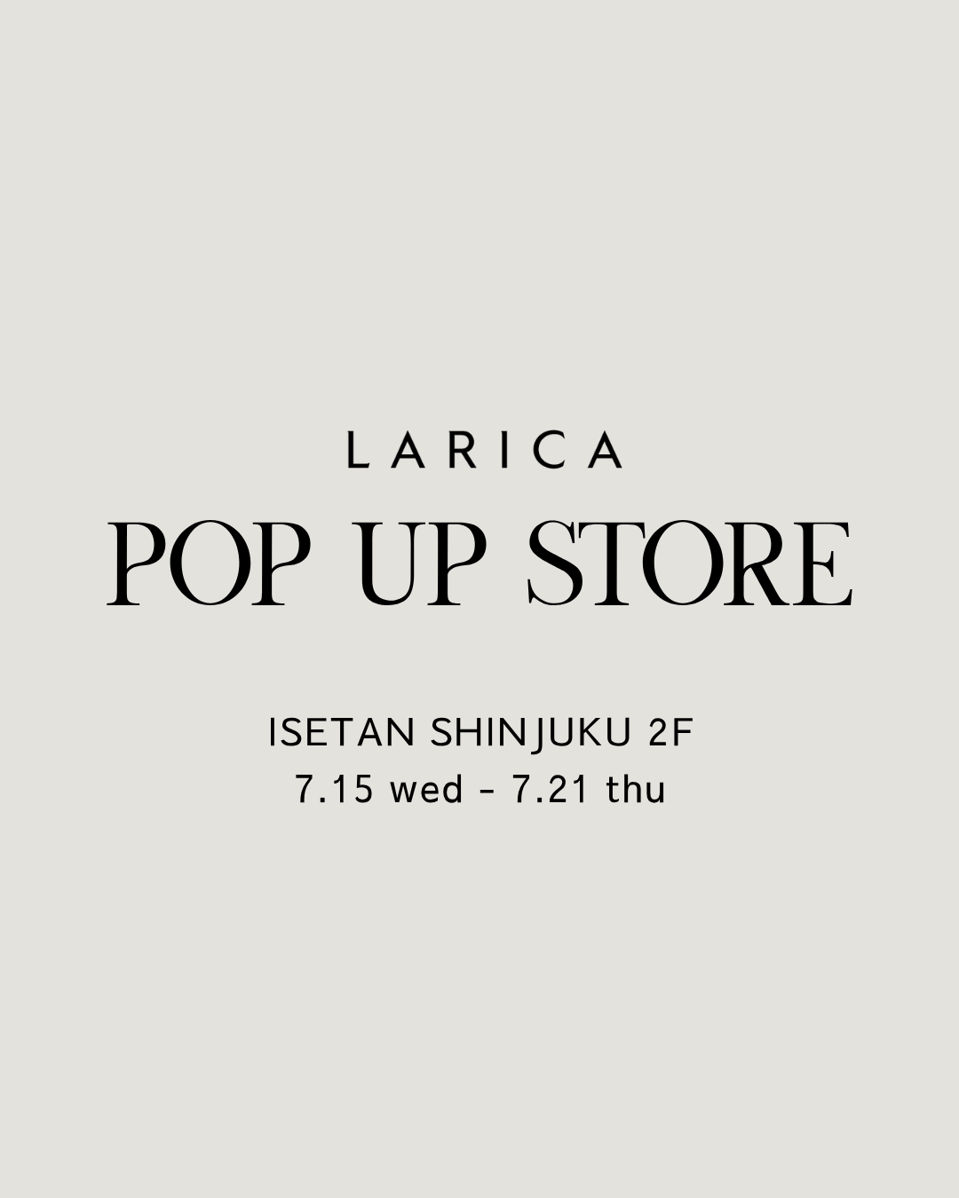 伊勢丹新宿 POP UP開催のお知らせ