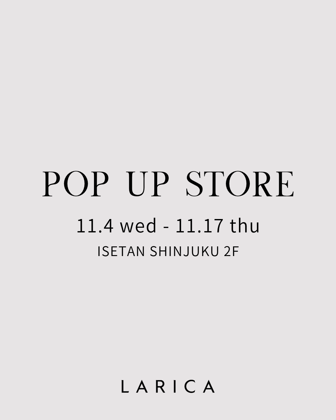 伊勢丹新宿POP UP開催のお知らせ