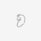 ［larica petit］Pearl×Zirconia Fork Ring（SILVER）