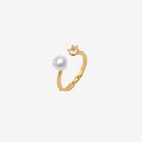 ［larica petit］Pearl×Zirconia Fork Ring（GOLD）