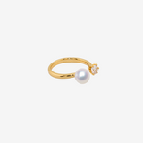 ［larica petit］Pearl×Zirconia Fork Ring（GOLD）