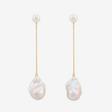 Baroque Pearl 2way Long Chain Earrings