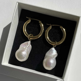 3Way Baroque Pearl Hoop Earrings