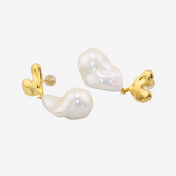 Heart Motif Baroque Pearl Earrings