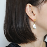 Ribbon Baroque Pearl Earrings