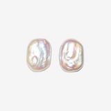 Round Square Pearl Stud Earring