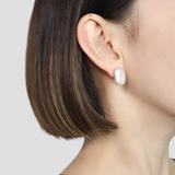 Round Square Pearl Stud Earring