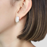 Round Square Pearl Stud Earring