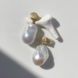 ［OCEAN］Shell Baroque Pearl Earrings