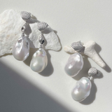 ［OCEAN］Shell Baroque Pearl Earrings