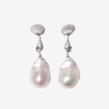 ［OCEAN］Shell Link Baroque Pearl Earrings