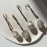 Baroque Pearl Wave Line Earrings