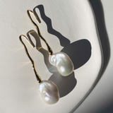 Baroque Pearl Wave Line Earrings