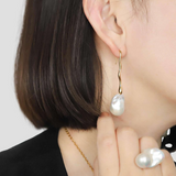 Baroque Pearl Wave Line Earrings