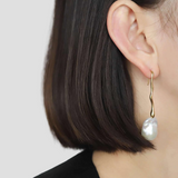 Baroque Pearl Wave Line Earrings