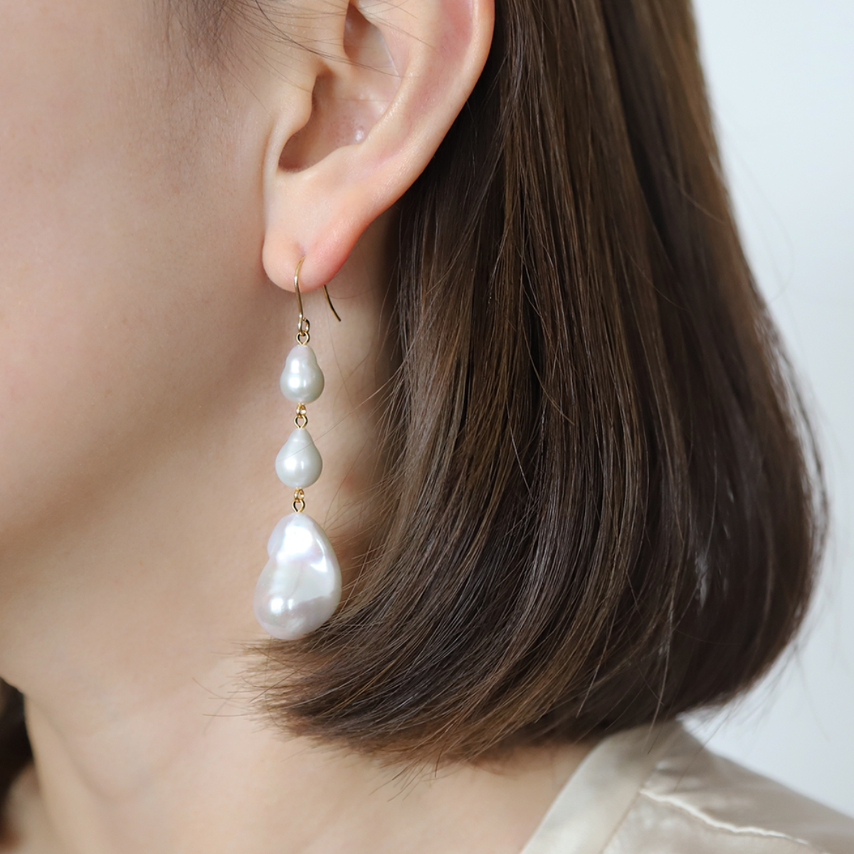 Baroque Pearl Tiered Drop Pierce/Earring – LARICA Baroque Pearl Tiered Drop Pierce/Earring – LARICA