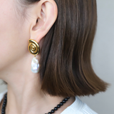 Shell Motif Baroque Pearl Drop Pierce