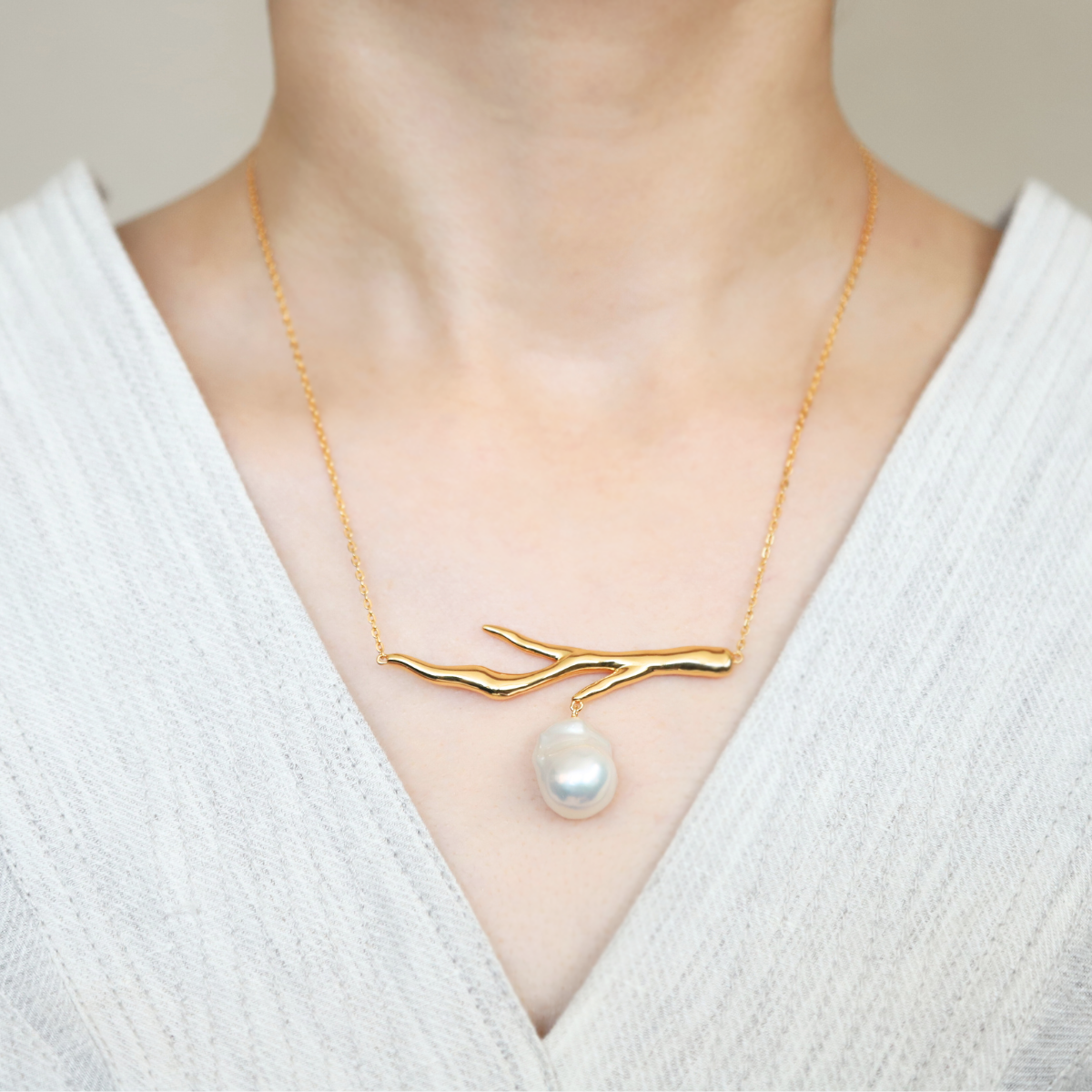 Branch Line Baroque Pearl Necklace – LARICA Branch Line Baroque Pearl Necklace – LARICA