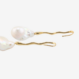 Baroque Pearl Wave Line Earrings