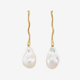 Baroque Pearl Wave Line Earrings