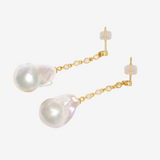 Baroque Pearl Zirconia Long Drop Pierce