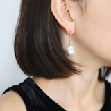 Baroque Pearl Zirconia Long Drop Earrings