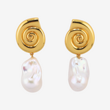 Shell Motif Baroque Pearl Drop Pierce