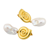 Shell Motif Baroque Pearl Drop Pierce