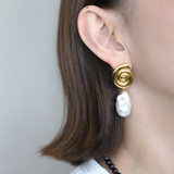 Shell Motif Baroque Pearl Drop Pierce