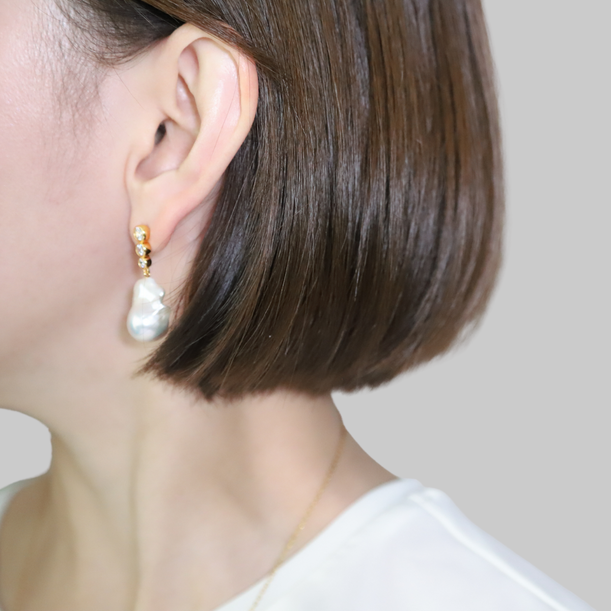 Zirconia × Baroque Pearl Drop Pierce – LARICA Zirconia × Baroque Pearl Drop Pierce – LARICA