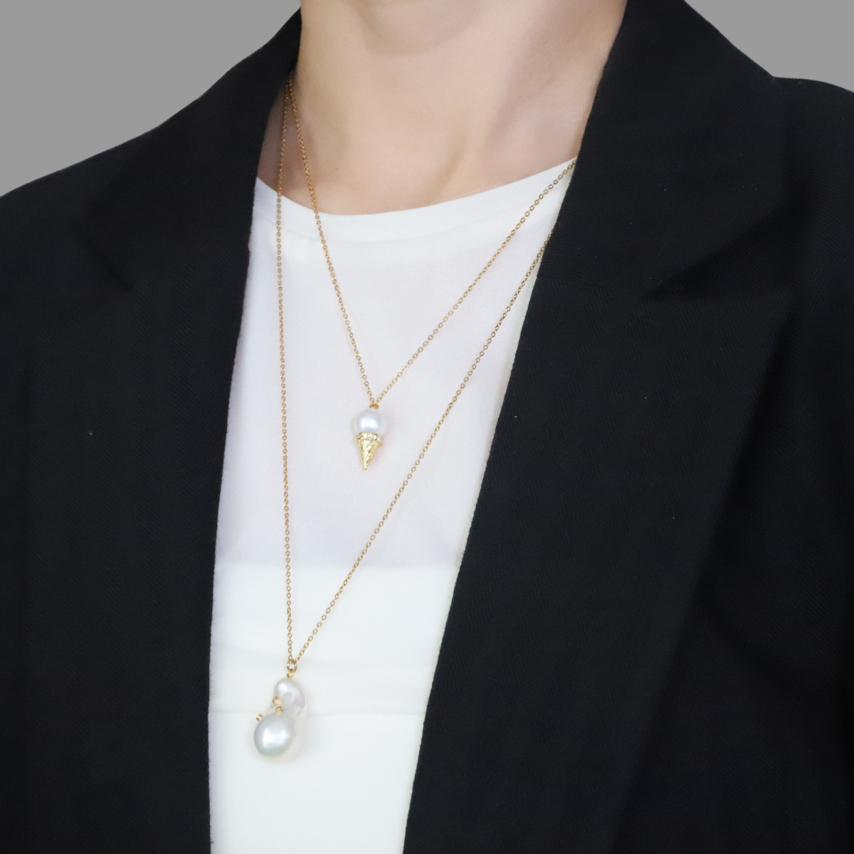 Baroque Pearl Zirconia Studs Necklace – LARICA Baroque Pearl Zirconia Studs Necklace – LARICA